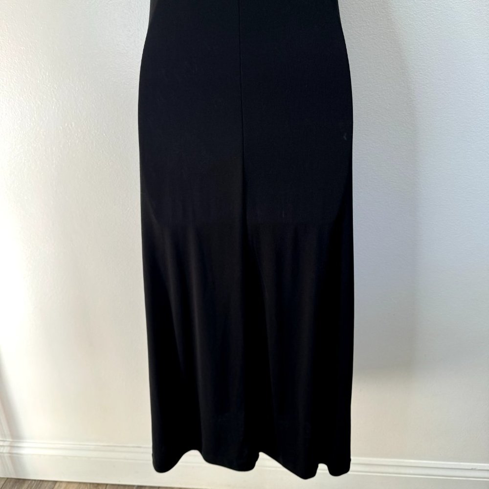 Lauren Ralph Lauren Black Midi Dress Size Large L Halter Gem Evening Formal - Picture 9 of 13